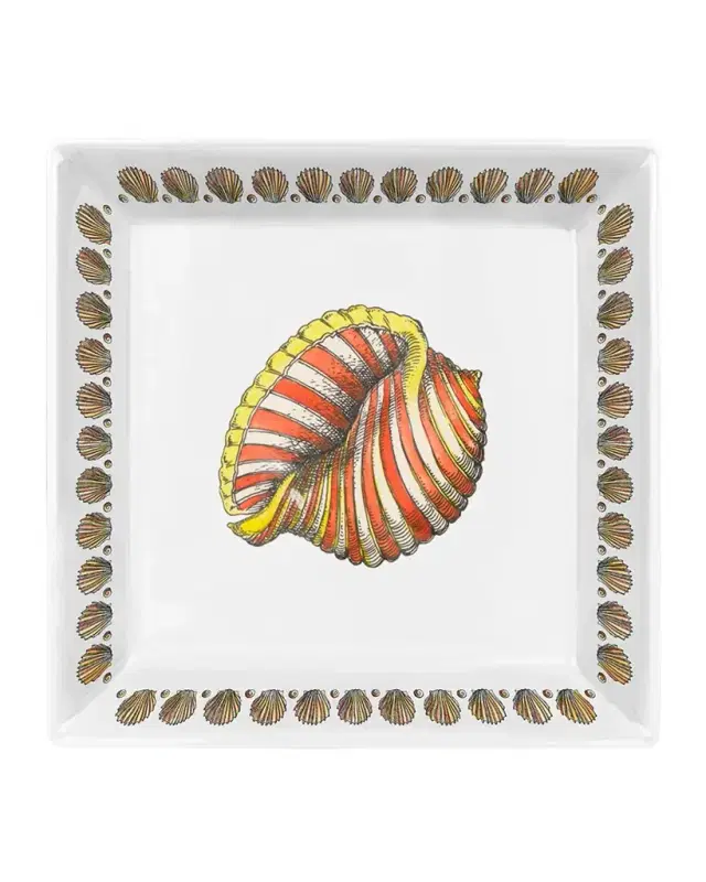 Square Plate 20 x 20cm - Giro Di Conchiglie Color Gold Black White