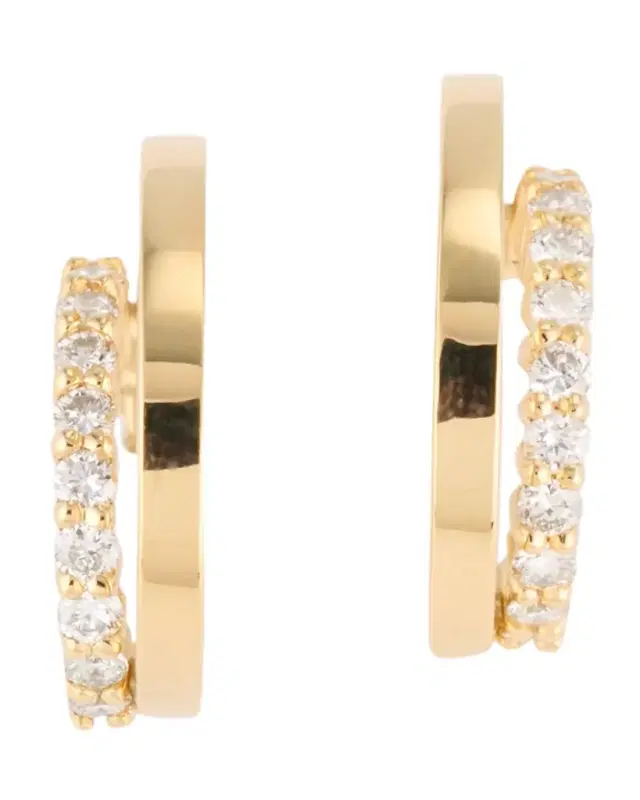 18k Diamond Double Mini Hoop Earrings