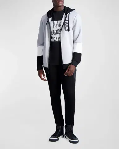 Karl Lagerfeld Paris Men's Hooded Colorblock Track Jacket | Thumbnail 2