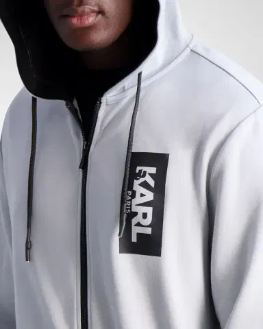 Karl Lagerfeld Paris Men's Hooded Colorblock Track Jacket | Thumbnail 4