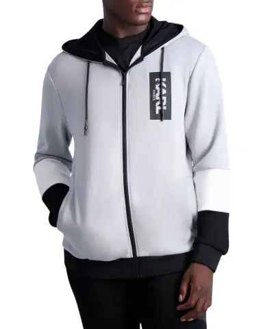 Karl Lagerfeld Paris Men's Hooded Colorblock Track Jacket | Thumbnail 1