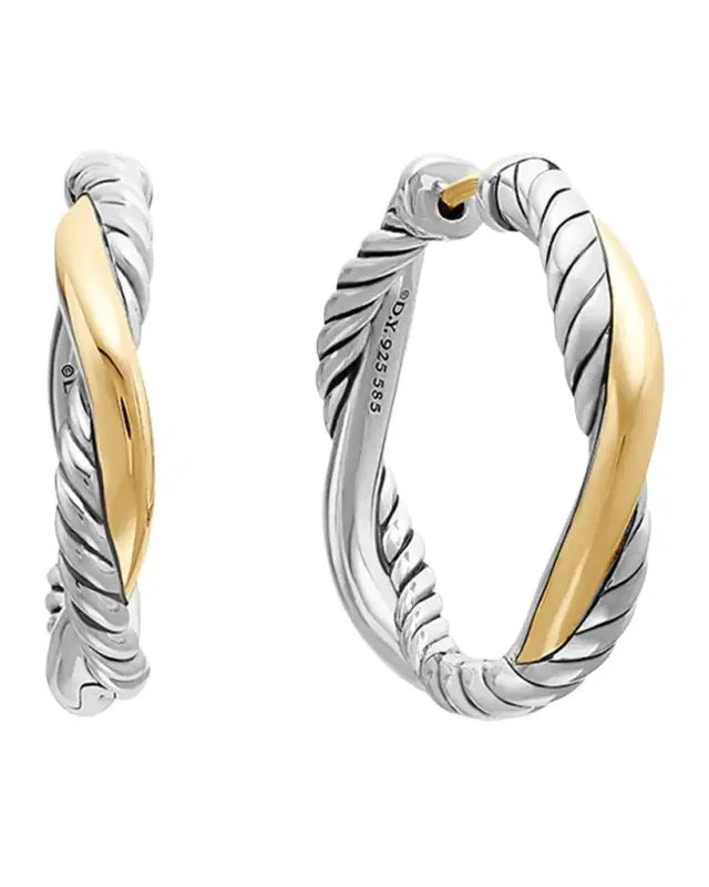 Petite Infinity Hoop Earrings in Silver and 14K Gold, 4mm, 0.68"L