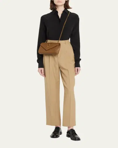 Saint Laurent Envelope Triquilt Small YSL Crossbody Bag in Grained Leather | Thumbnail 12 Saint Laurent Envelope Triquilt Small YSL Crossbody Bag in Grained Leather | Thumbnail 12
