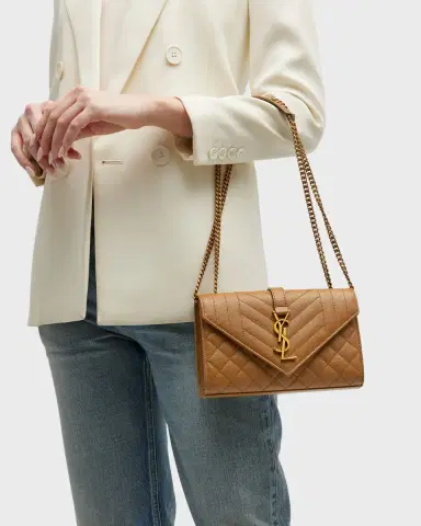 Saint Laurent Envelope Triquilt Small YSL Crossbody Bag in Grained Leather | Thumbnail 3 Saint Laurent Envelope Triquilt Small YSL Crossbody Bag in Grained Leather | Thumbnail 3