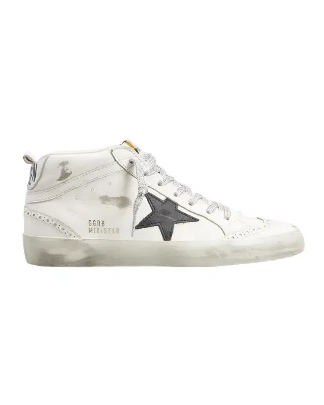Golden Goose Mid Star Leather Wing-Tip Sneakers