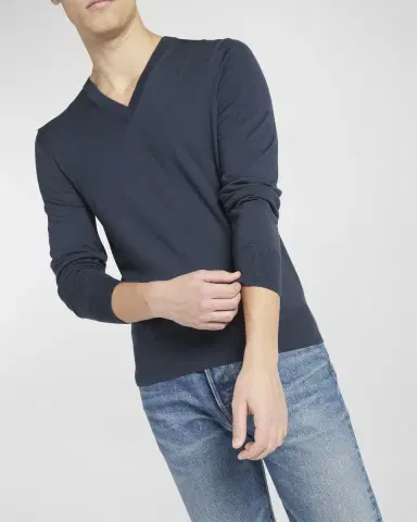 Tom Ford Men's Merino Wool V-Neck Sweater | Thumbnail 5