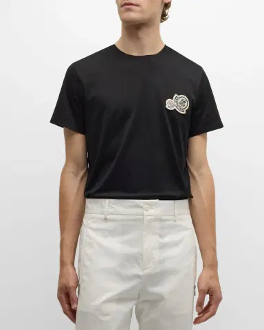 Moncler Men's Double Logo-Patch T-Shirt | Thumbnail 3