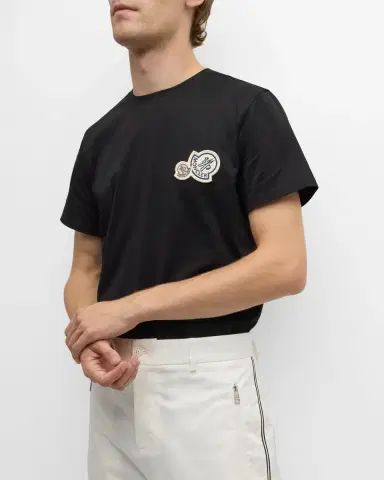 Moncler Men's Double Logo-Patch T-Shirt | Thumbnail 5