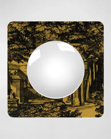 Fornasetti Square Frame With Convex Mirror - Giardino Settecentesco Black Yellow | Thumbnail 2