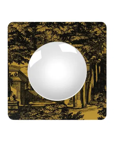 Fornasetti Square Frame With Convex Mirror - Giardino Settecentesco Black Yellow | Thumbnail 1