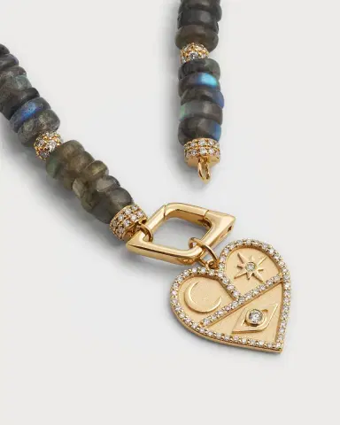 Sydney Evan 14K Diamond and Labradorite Necklace with Icon Heart Charm | Thumbnail 7 Sydney Evan 14K Diamond and Labradorite Necklace with Icon Heart Charm | Thumbnail 7