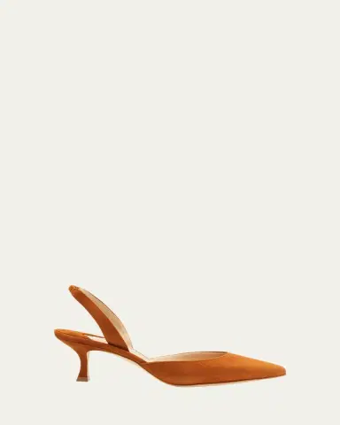 Manolo Blahnik Carolyne Kitten-Heel Halter Pumps | Thumbnail 6