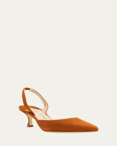 Manolo Blahnik Carolyne Kitten-Heel Halter Pumps | Thumbnail 7