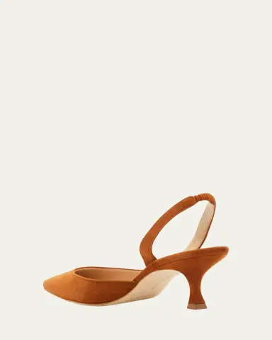 Manolo Blahnik Carolyne Kitten-Heel Halter Pumps | Thumbnail 8