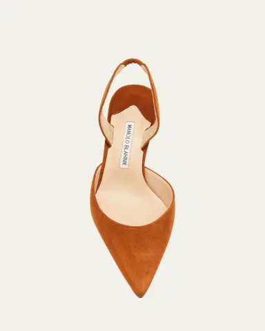 Manolo Blahnik Carolyne Kitten-Heel Halter Pumps | Thumbnail 9