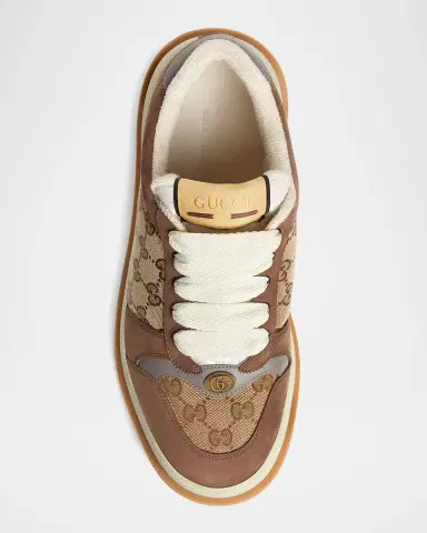 Gucci Men's Double Screener Canvas Low-Top Sneakers | Thumbnail 4 Gucci Men's Double Screener Canvas Low-Top Sneakers | Thumbnail 4