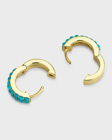 Jennifer Meyer 18k Yellow Gold Turquoise Small Huggie Earrings | Thumbnail 4