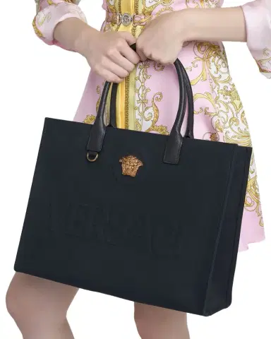 Versace La Medusa Logo Canvas Tote Bag | Thumbnail 1 Versace La Medusa Logo Canvas Tote Bag | Thumbnail 1
