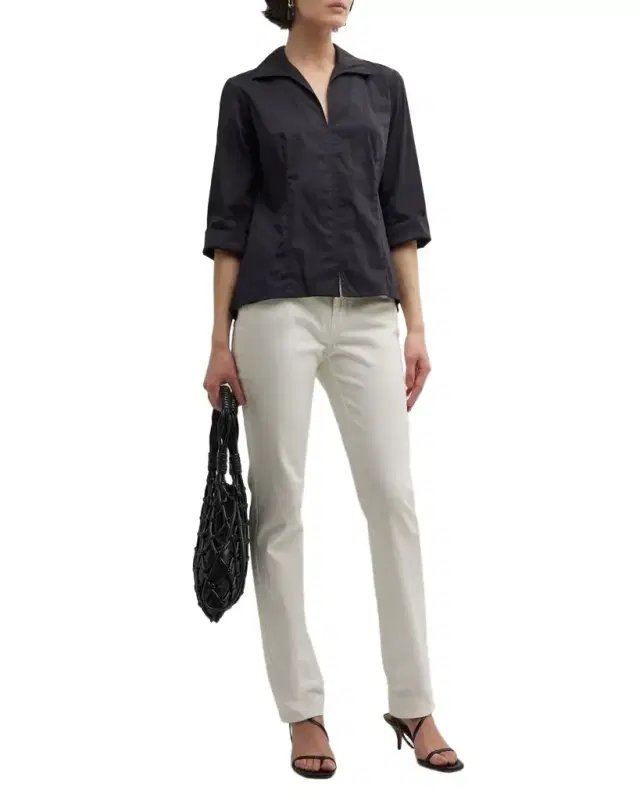 3/4-Sleeve Stretch Cotton Swing Shirt
