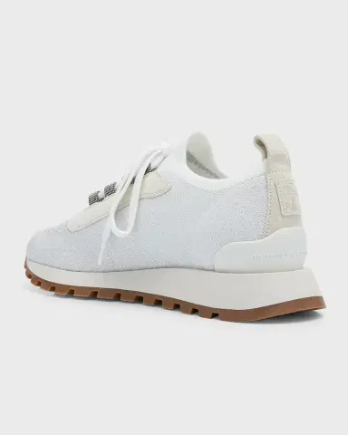 Brunello Cucinelli Knit Suede Trainer Sneakers | Thumbnail 2