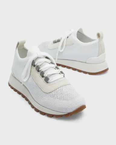 Brunello Cucinelli Knit Suede Trainer Sneakers | Thumbnail 6