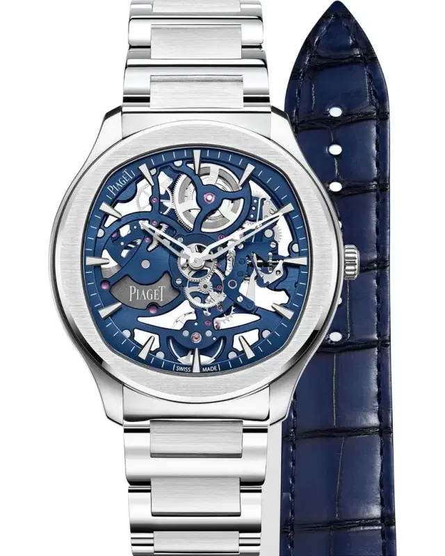 PIAGET 42mm Polo Skeleton Watch, Blue