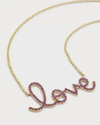 Sydney Evan Amethyst Pave Big Love Necklace | Thumbnail 3