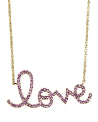 Sydney Evan Amethyst Pave Big Love Necklace | Thumbnail 1