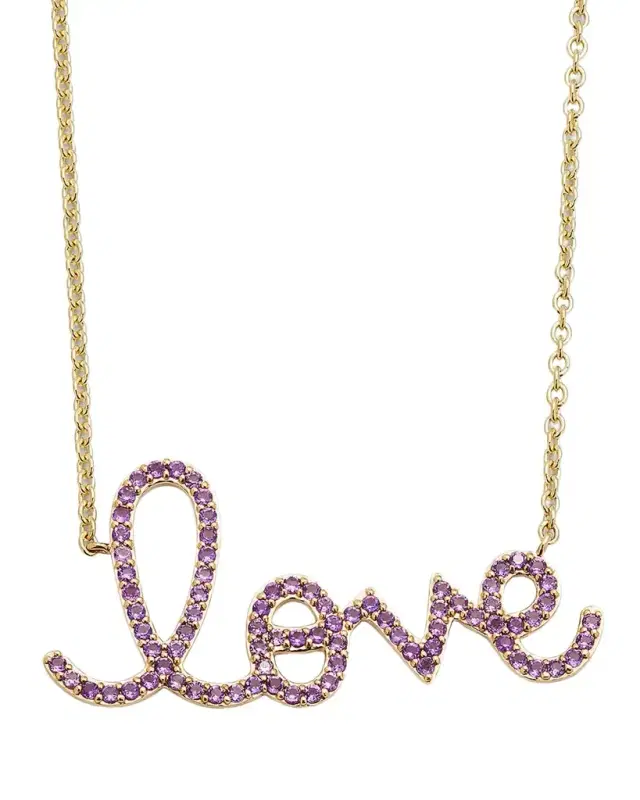 Amethyst Pave Big Love Necklace