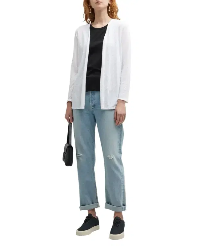 Majestic Filatures Stretch Linen Open-Front Cardigan