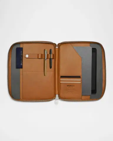 Shinola Men's Tech Portfolio Leather Zip Pouch | Thumbnail 2