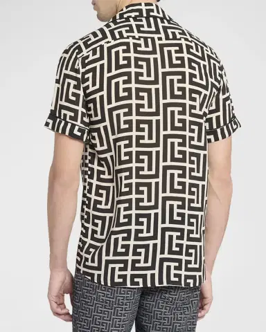 Balmain Men's Macro Monogram Pajama Shirt | Thumbnail 3 Balmain Men's Macro Monogram Pajama Shirt | Thumbnail 3