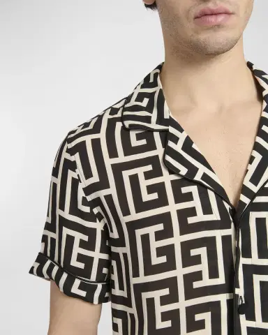 Balmain Men's Macro Monogram Pajama Shirt | Thumbnail 5 Balmain Men's Macro Monogram Pajama Shirt | Thumbnail 5