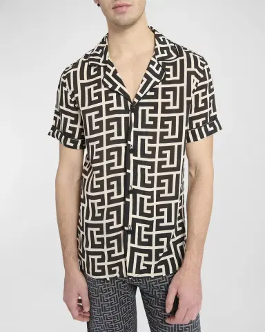Balmain Men's Macro Monogram Pajama Shirt | Thumbnail 7 Balmain Men's Macro Monogram Pajama Shirt | Thumbnail 7