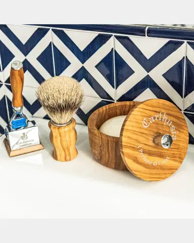 Carthusia Men's Salone da Barba Shaving Soap with Olive Bowl, 5.2 oz. | Thumbnail 2