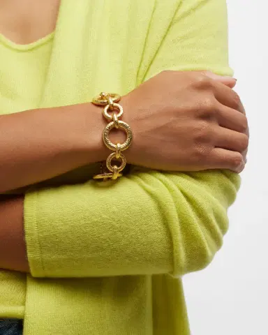 Ben-Amun Gold Hammered Circle Chain Bracelet | Thumbnail 2