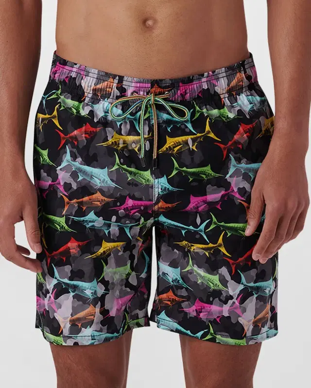 Men 's Multicolor Longnose Fish Swim Shorts