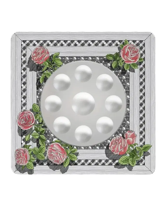Fornasetti Square Frame With Bubbles Mirror - Musciarabia With Rose Color