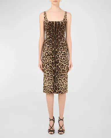 Dolce & Gabbana Leopard-Print Charmeuse Sheath Dress | Thumbnail 2 Dolce & Gabbana Leopard-Print Charmeuse Sheath Dress | Thumbnail 2