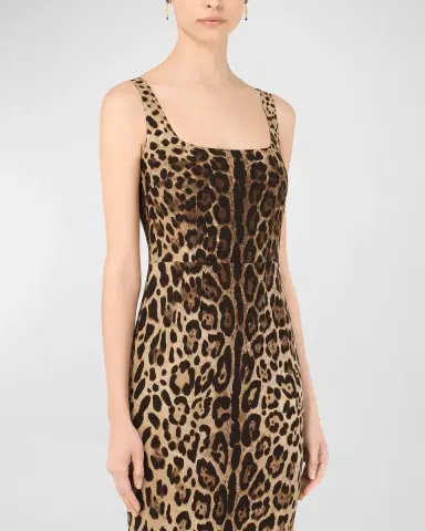 Dolce & Gabbana Leopard-Print Charmeuse Sheath Dress | Thumbnail 3 Dolce & Gabbana Leopard-Print Charmeuse Sheath Dress | Thumbnail 3