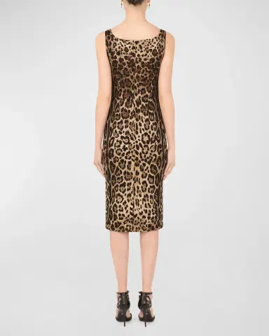 Dolce & Gabbana Leopard-Print Charmeuse Sheath Dress | Thumbnail 4 Dolce & Gabbana Leopard-Print Charmeuse Sheath Dress | Thumbnail 4