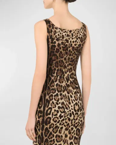 Dolce & Gabbana Leopard-Print Charmeuse Sheath Dress | Thumbnail 5 Dolce & Gabbana Leopard-Print Charmeuse Sheath Dress | Thumbnail 5