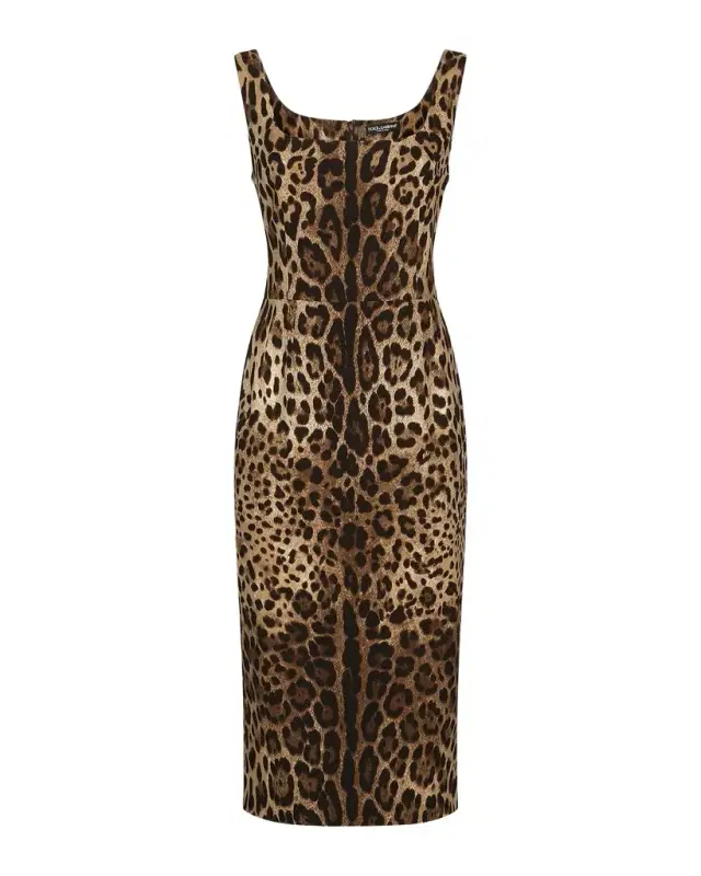 Leopard-Print Charmeuse Sheath Dress