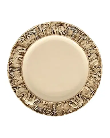 Les Ottomans La Menagerie Ottomane Handpainted Dinner Plate - Elephant Grey | Thumbnail 1