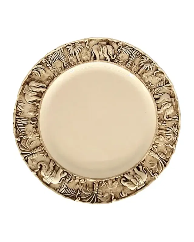 La Menagerie Ottomane Handpainted Dinner Plate - Elephant Grey
