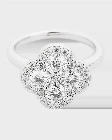 Neiman Marcus Diamonds 18K White Gold Diamond Flower Ring, Size 6.75, 1.93tcw | Thumbnail 2