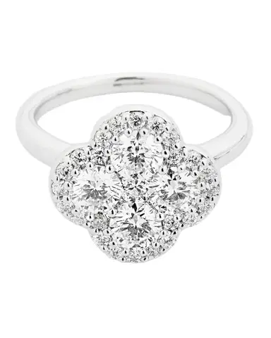 Neiman Marcus Diamonds 18K White Gold Diamond Flower Ring, Size 6.75, 1.93tcw | Thumbnail 1
