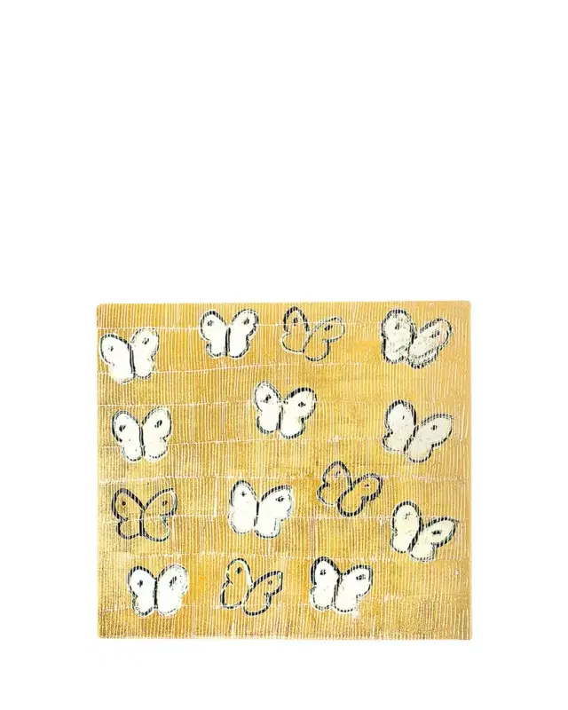 White Ascension Gold Leaf and Lacquer Placemat - 14.5"Sq
