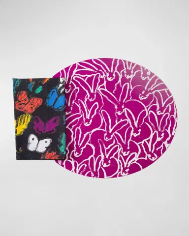 Hunt Slonem Rabbit Run 15" Round Lacquer Placemat | Thumbnail 4 Hunt Slonem Rabbit Run 15" Round Lacquer Placemat | Thumbnail 4