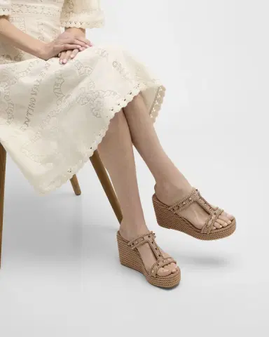 Valentino Garavani Rockstud Torchon T-Strap Espadrille Sandals | Thumbnail 2 Valentino Garavani Rockstud Torchon T-Strap Espadrille Sandals | Thumbnail 2